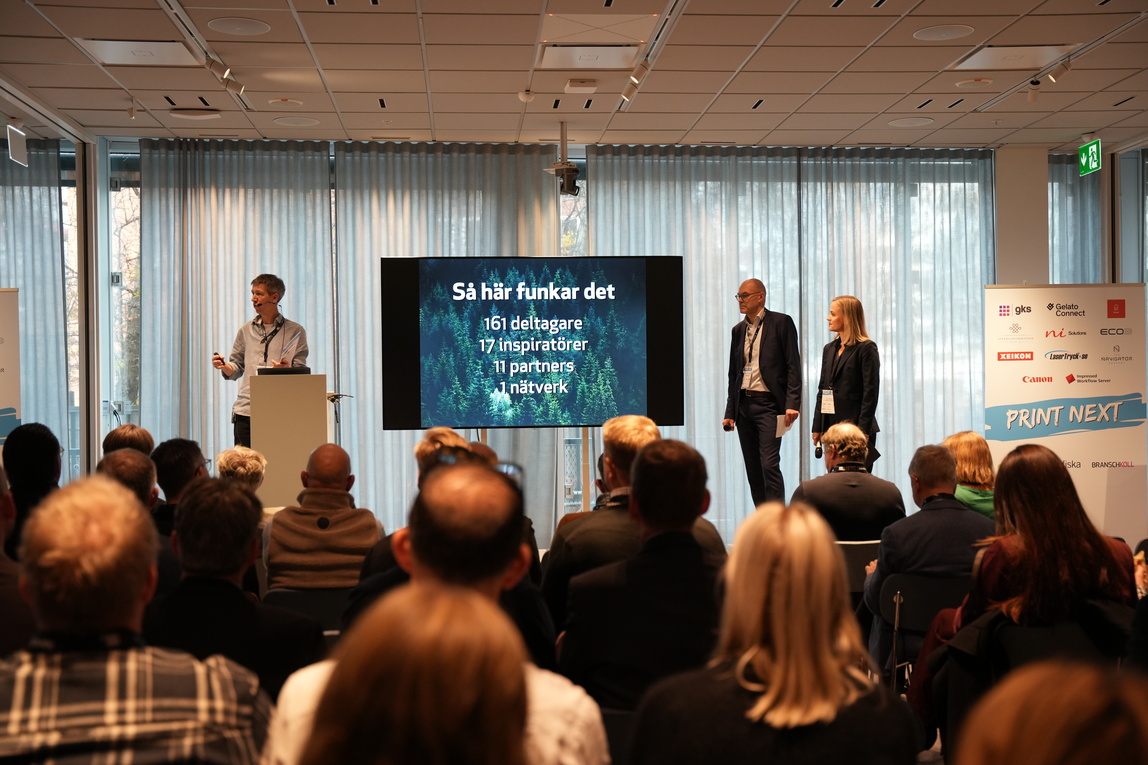 Ola Karlsson, Branschkoll, Magnus Thorkildsen, Grafkom, och Eva Glückman, Grafiska Företagen.