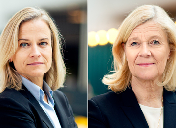 Bild på Eva Glückman, vd Grafiska Företagen, och Lena-Liisa Tengblad, vd Gröna arbetsgivare.