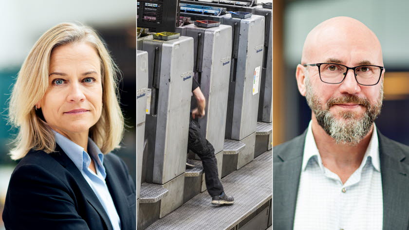 Eva Glückman, vd Grafiska Företagen, och Henrik Smedmark, ansvarig för kompetensförsörjningsfrågor på Grafiska Företagen.