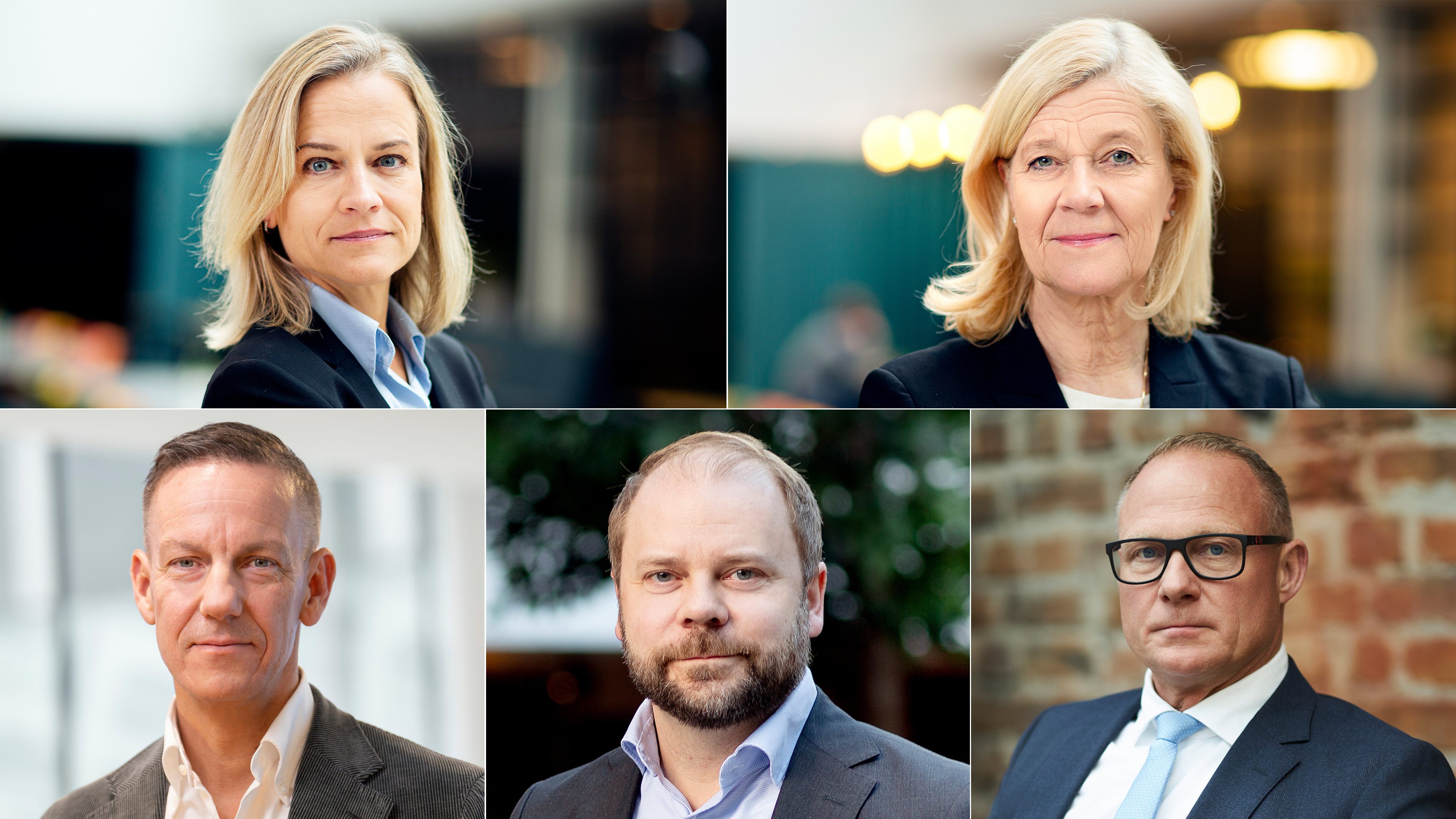 Eva Glückman (Grafiska Företagen), Lena-Liisa Tengblad (Gröna arbetsgivare), Jakob Tellgren (IKEM), Erik Haara (TMF), och Björn Hellman (Livsmedelsföretagen).