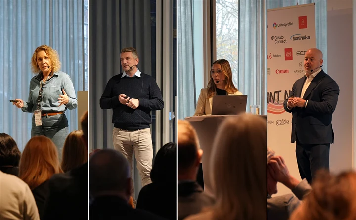 Bilder på Camilla Fjordland, Esben Mols Kabell, Maja Kjellberg och Sven-Olov Daunfeldt.